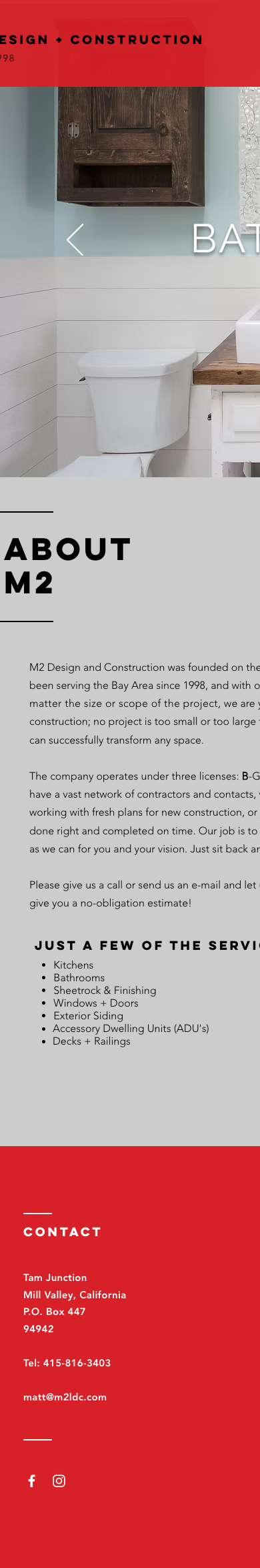 Previous M2 mobile homepage with clipped navigation and dense text